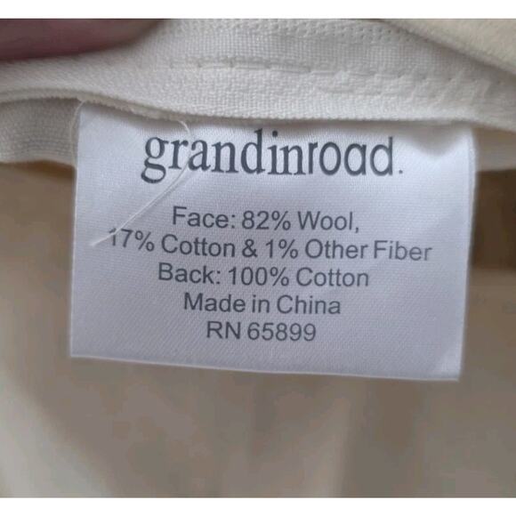 Grandin Road Floral Hooked Wool Throw Pillow Cover Zipper Velvet Flower 17" - Picture 7 of 7